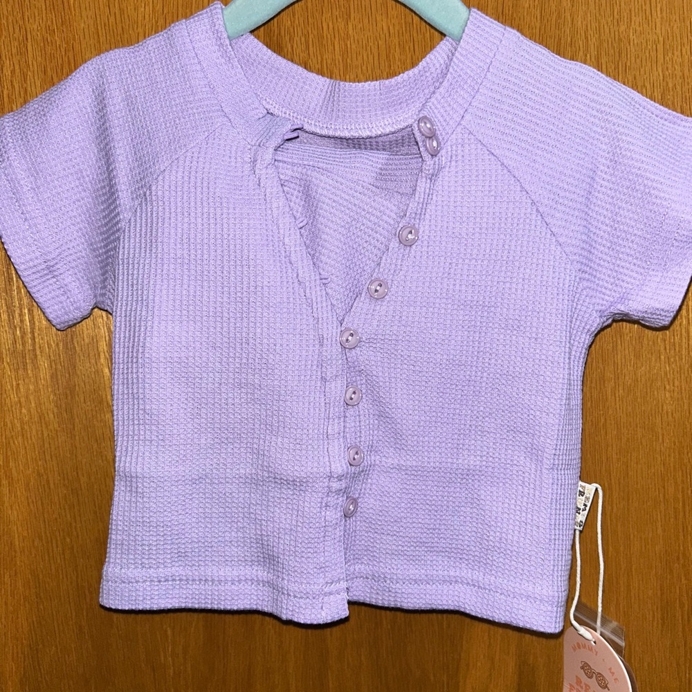 Lavender Kids Button-Up Shirt and Shorts Set